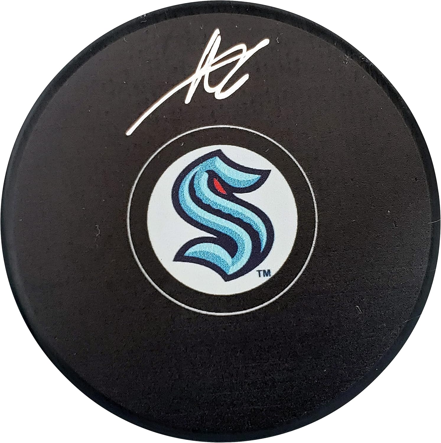 Adam Larsson Autographed Official Logo Hockey Puck Holo Stock #200861