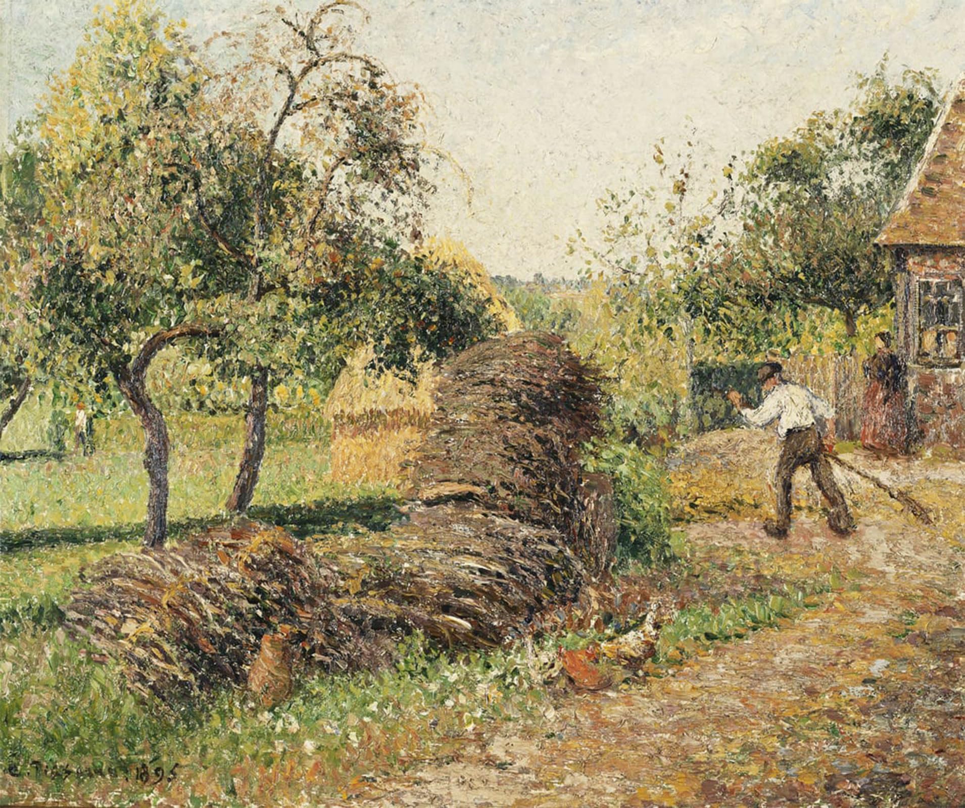 Artxlxxbn No Frame Famous Print Painting Colorful Art Print Court Of The Mother Lucien Eragny By Camille Jacob Pissarro Canvas Art Decorations For Home Decor 60X90cm