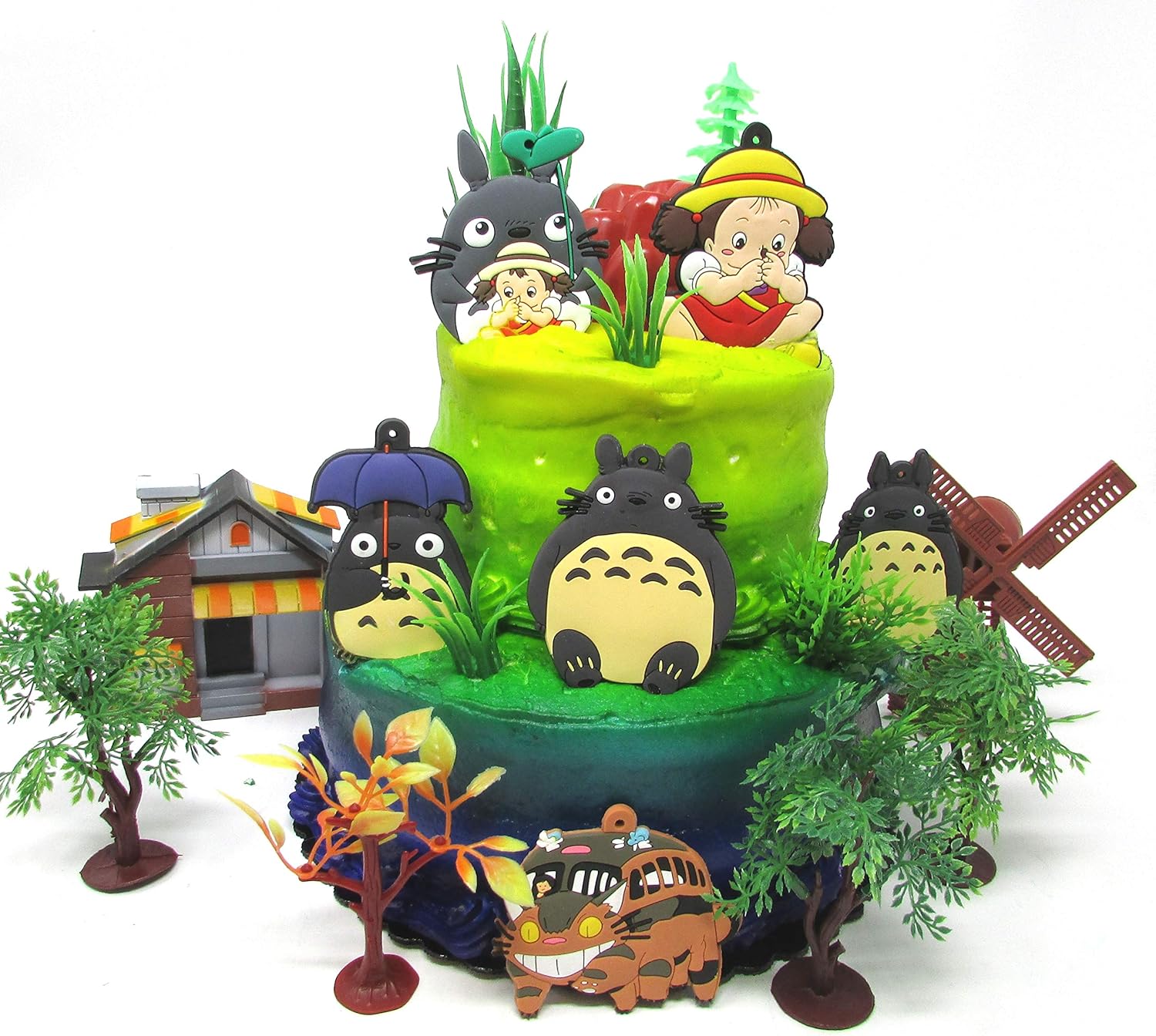 Totoro Ensemble De Decorations Pour Gateau D Anniversaire Avec Personnages Totoro Et Ses Amis Et Accessoires Decoratifs A Theme Amazon Fr Cuisine Et Maison