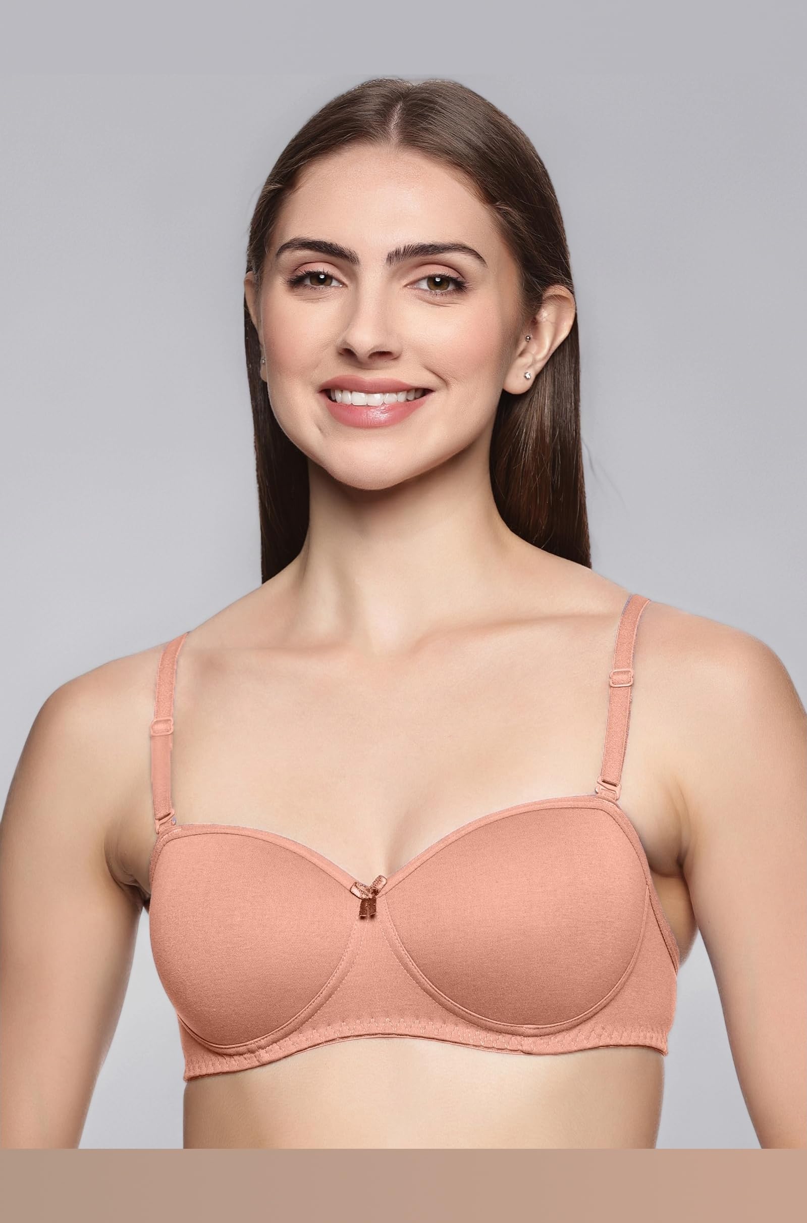 Non-Wired Padded Super Combed Cotton Strapless Bra for Women | Full Coverage, Ultra-Grip Support Band, Detachable Adjustable Transparent Straps, Seamless Design