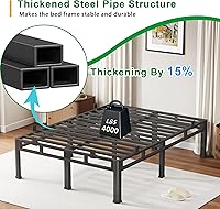 Vista 8 de ROIL 14 Inch Queen Bed Frame, Double Layer Metal Bed Frame with Round Corner Legs, 4000LBS Bed Frame & Box Spring 2 in 1 Platform with Headboard