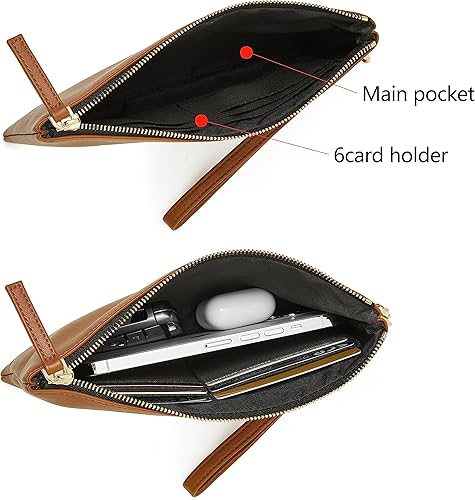 Miniatura 4 de DORIS&JACKY Bolso de mano pequeño de cuero para mujer, delgado, delgado, de piel de cabra, para teléfono celular, con correa