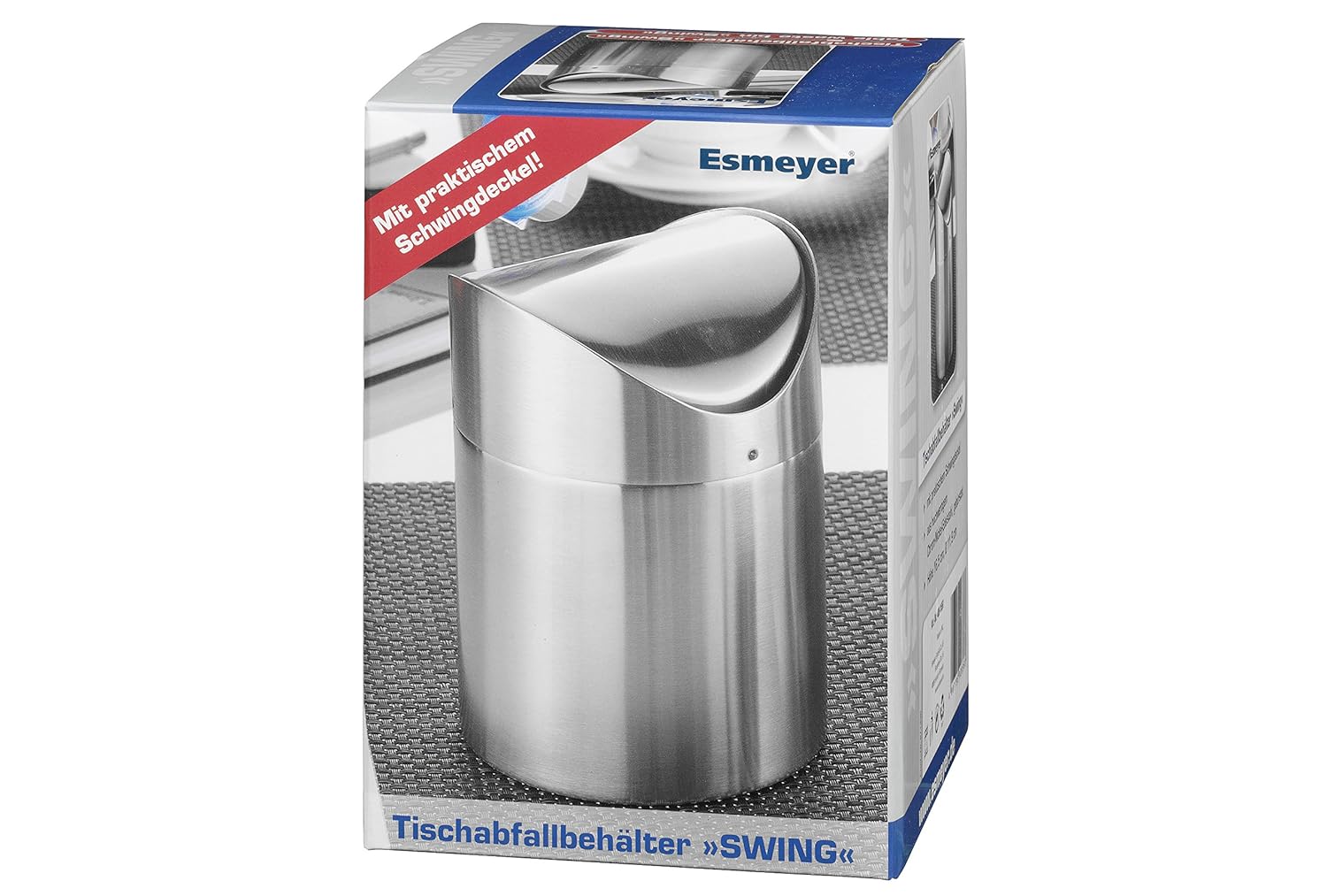 Esmeyer caterado Table Waste Collector Swing 400-1658 Ø12 cm x Height 15 cm Table Waste Container with Swinging lid, Brushed Stainless Steel, Dishwasher Safe
