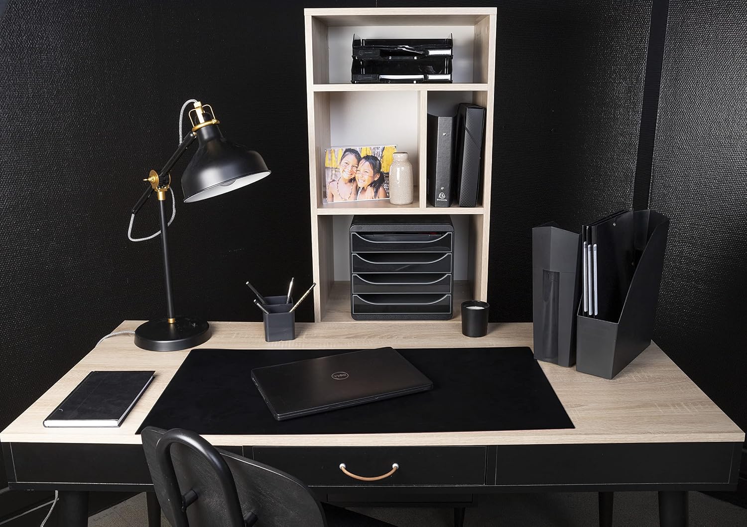 Exacompta - Ref 113214D - Office Letter Tray Combo Midi - 347 x 255 x 65mm in Size, Suitable for A4 Documents, Stackable with Others, Holds Approx. 500 Sheets - Black Glossy