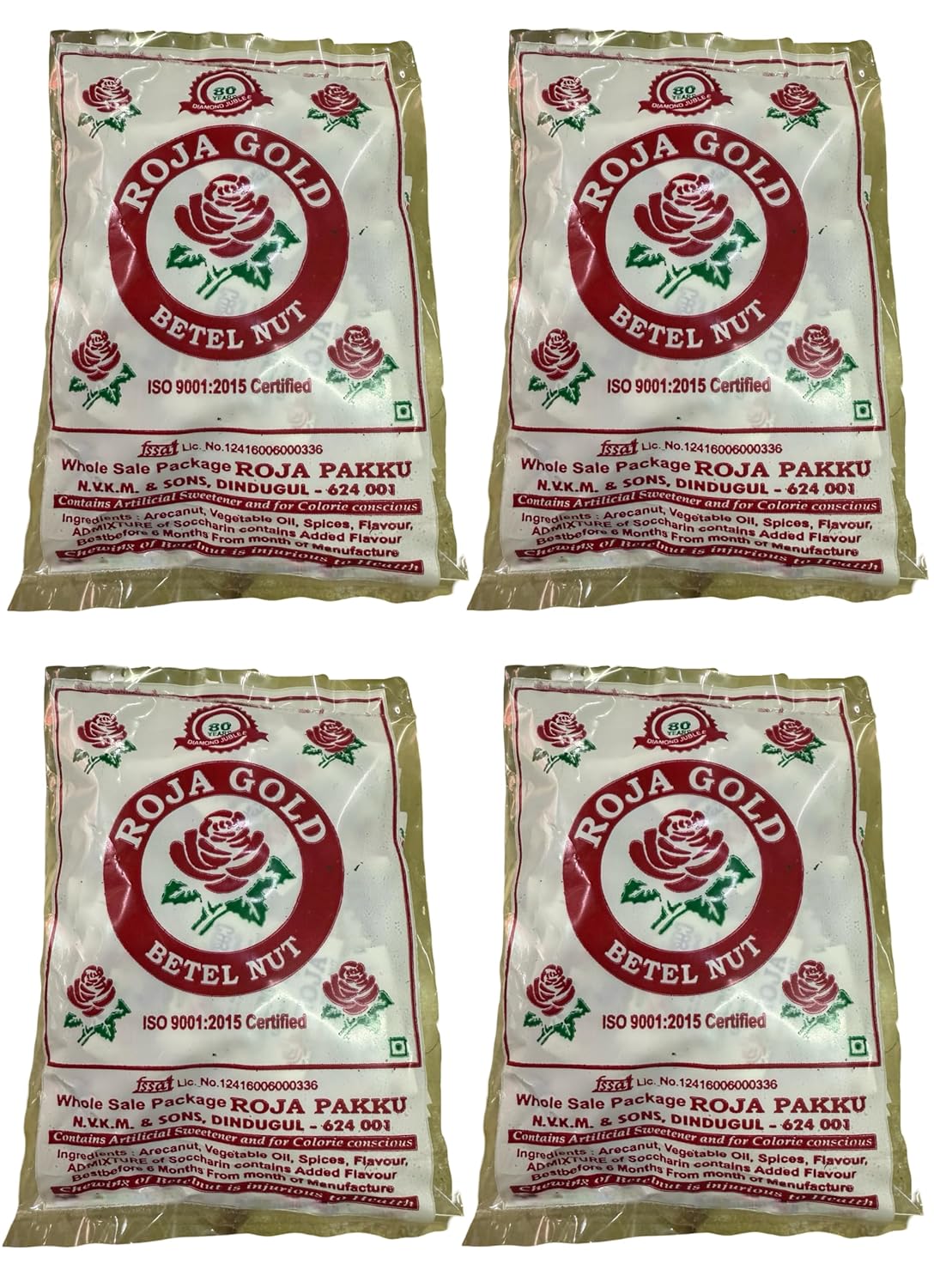 Roja Supari | Betel Nut | Pakku | Mouth Freshener | Adike | Thamboolam Purpose | ISO 9001:2015 Certified, A++ Grade, Pack of 50 Sachets (4)