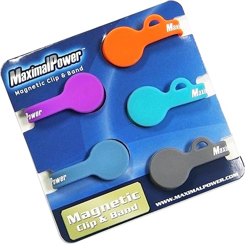 MaximalPower Lazos magnéticos giratorios, clip electrónico y organizador de cables, silicona, multicolor (paquete de 5)