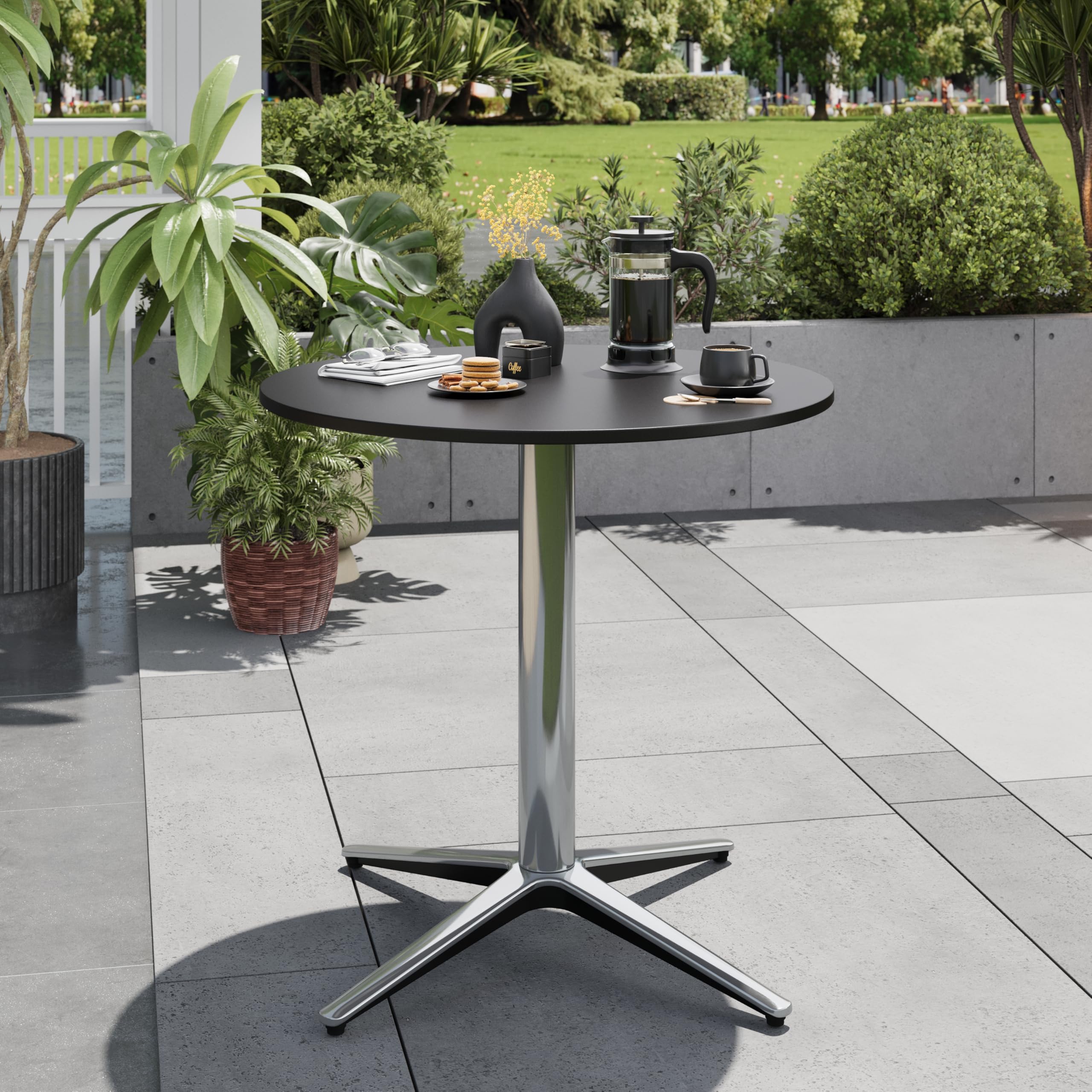 Sophia &amp; William 30" Outdoor Metal Round Bistro Table w/Pedestal Base