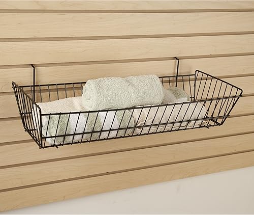 Miniatura 3 de Econoco - Cesta de alambre de doble inclinación negra multiajuste para Slatwall, tablero de clavijas o rejilla (juego de 6) canasta de alambre