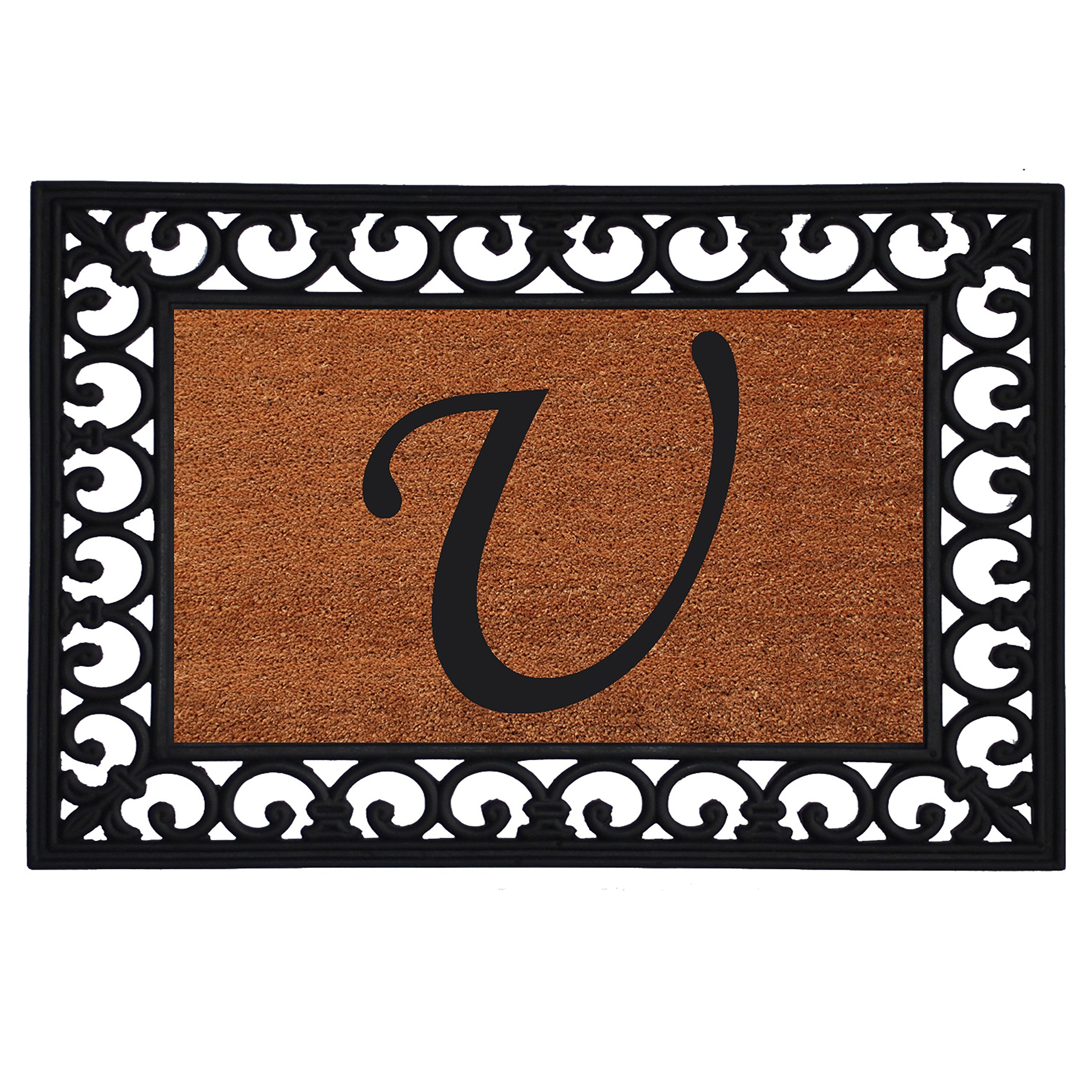 Home & More 180041925U Paillasson monogrammé lettre U, 48,3 x 63,5 x 1,5 cm, naturel/noir