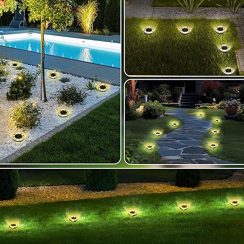 Miniatura 5 de INCX Luces solares para suelo, paquete de 16 luces solares impermeables para exteriores, luces solares de jardín, iluminación de paisaje para patio,