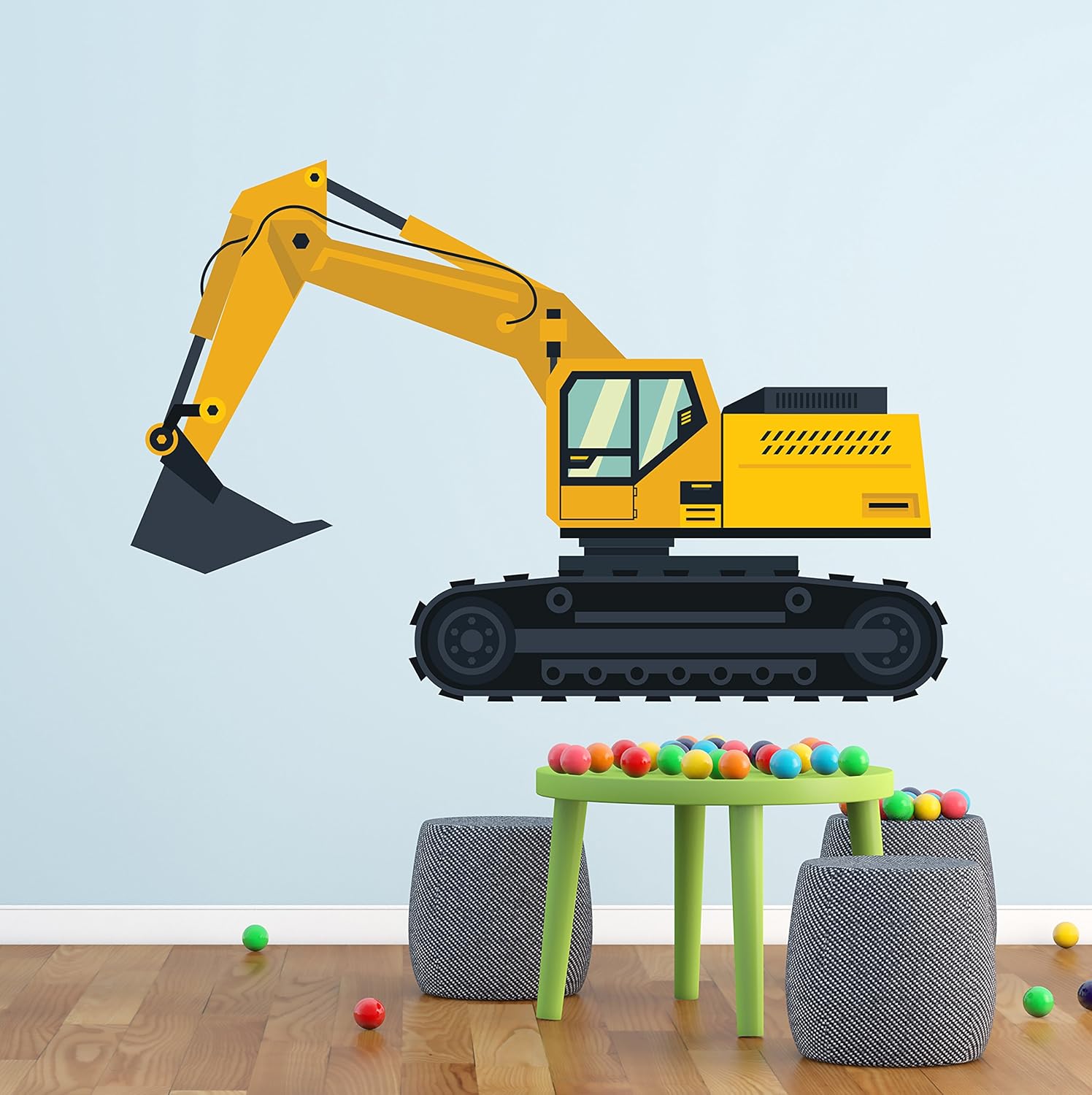 Truck Wall Decals Kids Wall Art Room Decor Creative for Boys Room Wall Decal Excavator Wall Decor Construction Truck Wall Stickers Kids Bedroom Decorations (72"W x 48"H inches)