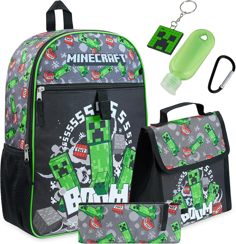 Minecraft Schoolrugzak Set Voor Jongens, Kinderrugzak Jongens Pennenetui Lunch Tas Set Multicolor One Size 2041278379