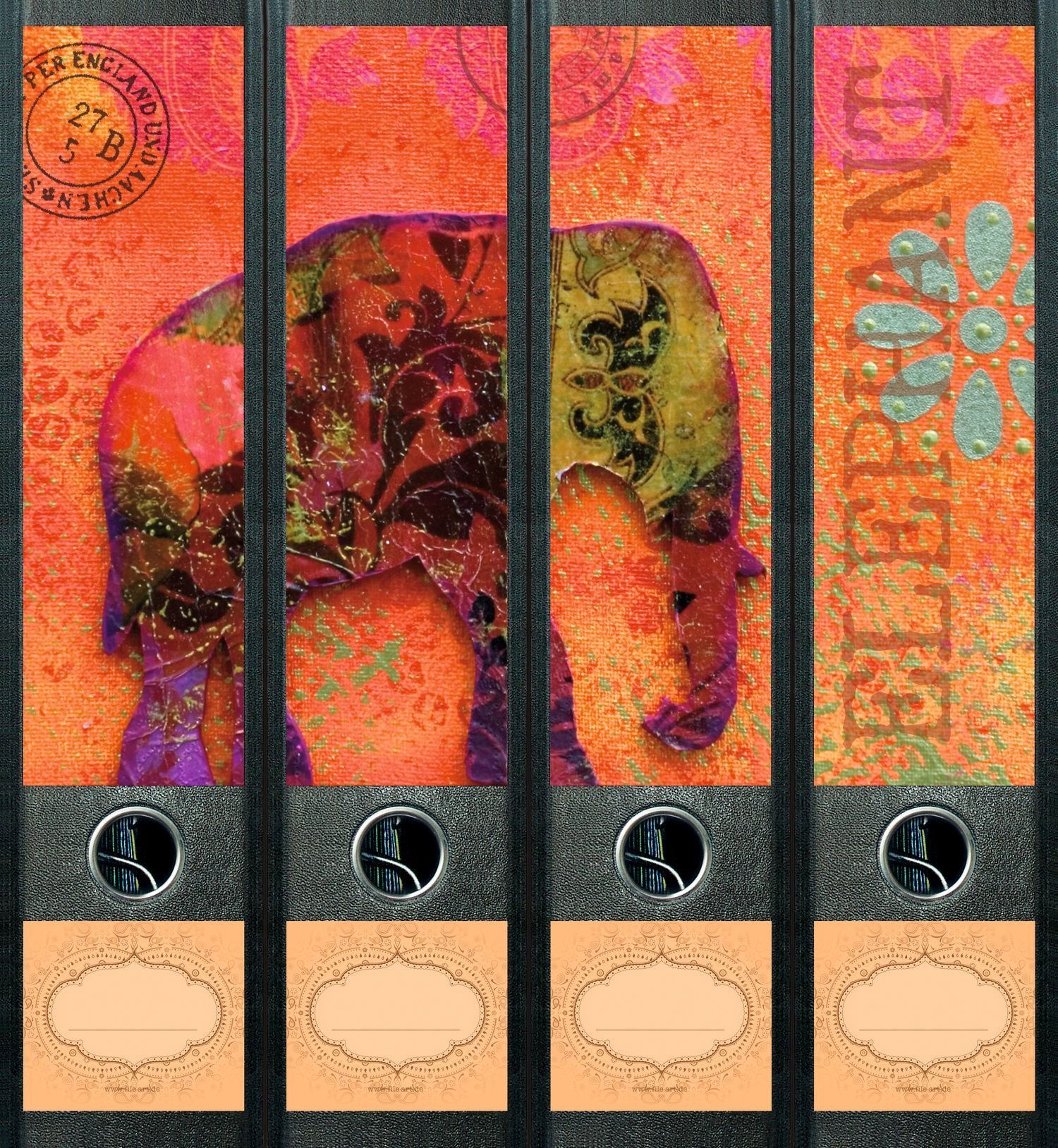 File Art Ordner-Etiketten Set - 4 Bunte Rückenschilder & Beschriftungsetiketten Für Standardordner