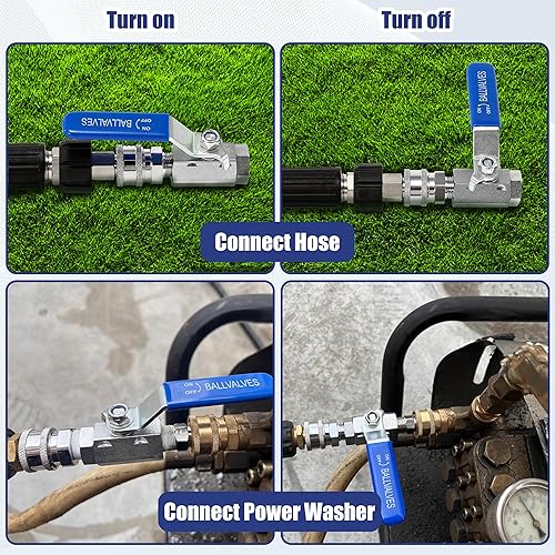 Miniatura 3 de JOEJET Kit de válvula de bola para lavadora de alta presión, válvula de bola de conexión rápida de 38 pulgadas para manguera de lavado eléctrico,