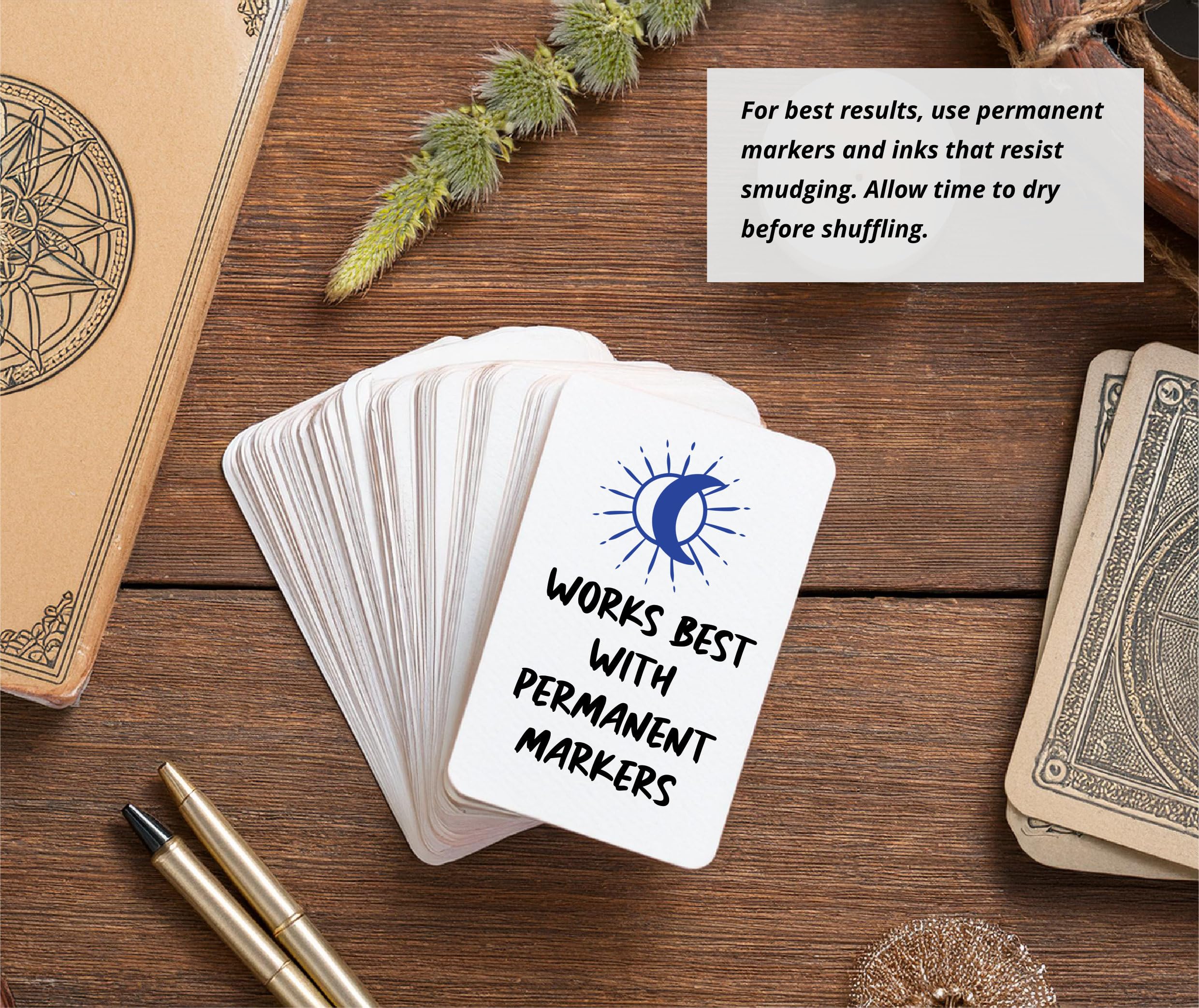 Leere Oracle Tarotkarten zum Beschriften – Erstellen Sie Ihr eigenes Orakel-Kartendeck – (80 Karten pro Box / 7 x 12,1 cm) – blanko weiß mit Design auf der Rückseite (schwarz mit metallischem