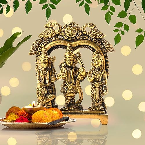 Miniatura 2 de Estatua de ídolo de Pooja Murti de latón, escultura religiosa espiritual, estatua antigua india, pieza de decoración para la entrada del hogar,