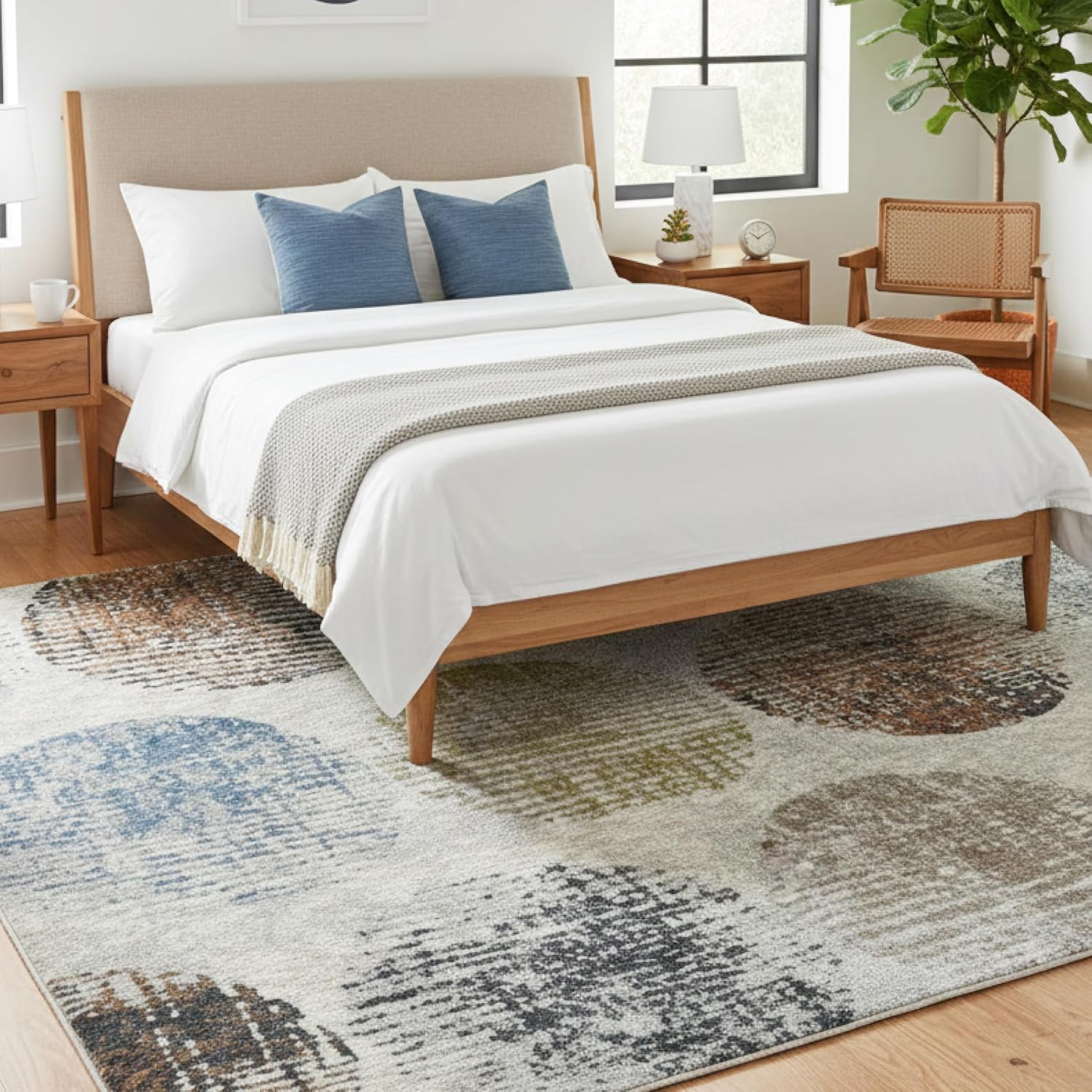Well Woven Washable Area Rug 5x7 - Vale Modern Plush Rug for Living Room & Bedroom, Clay Multi, Sculpted Dot Pattern, Recycled Yarns, Stain Resistant Pet Friendly Floor Carpet - Elemental Collection