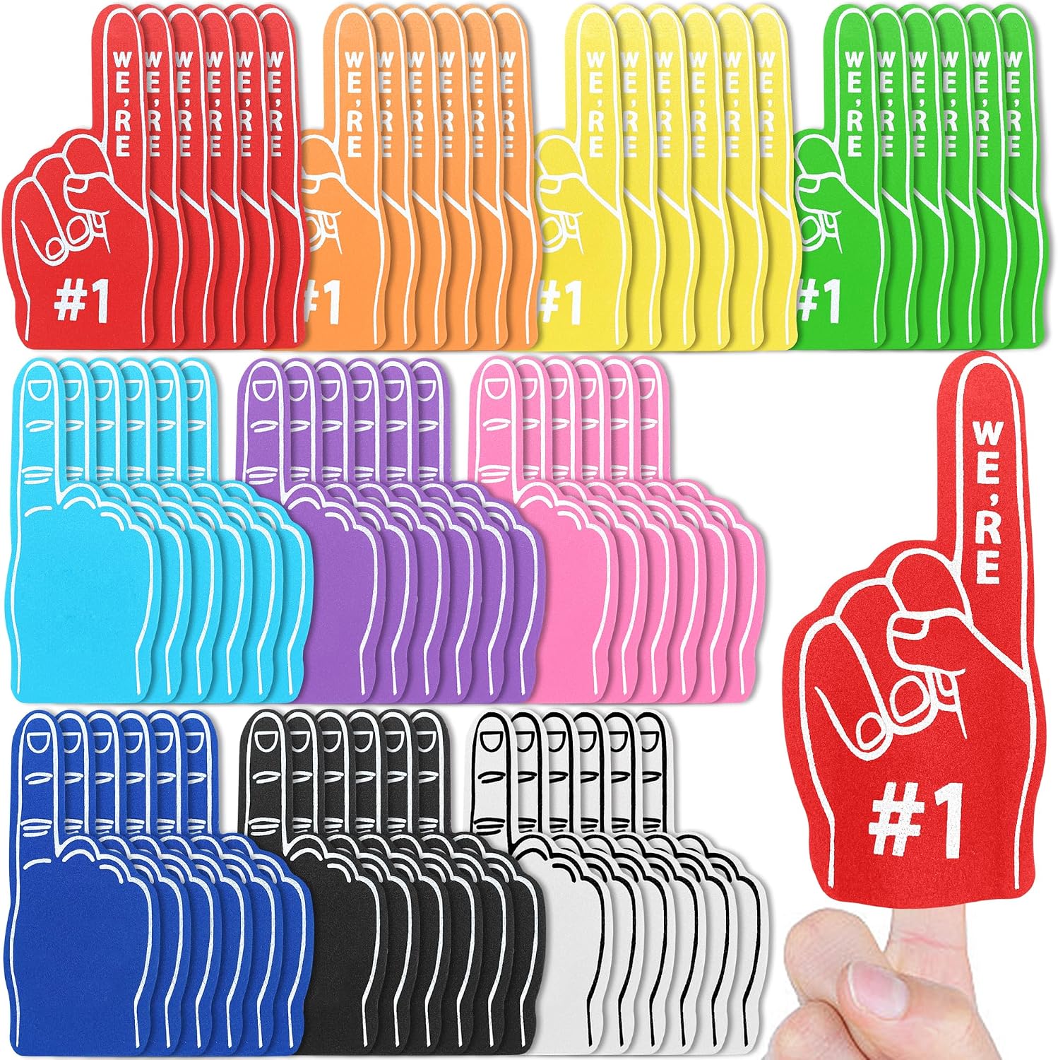 HAVAGDTM 60 PCS Mini Foam Finger Sports Hand Finger for Sports Themed Party Supplies Football Basketball Soccer Sports Party Favors