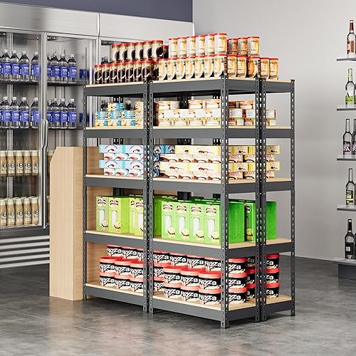 Miniatura 4 de Topeakmart 4 estantes utilitarios de 5 niveles, estantes de almacenamiento de metal, estantería de garaje, estantes de almacenamiento ajustables