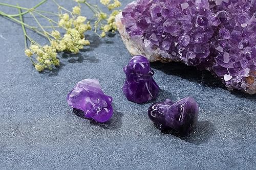 Miniatura 3 de Jovivi Figura decorativa de fantasma de cristal de amatista de 1.2 pulgadas tallada a mano, piedra curativa de Reiki, escultura de estatua de