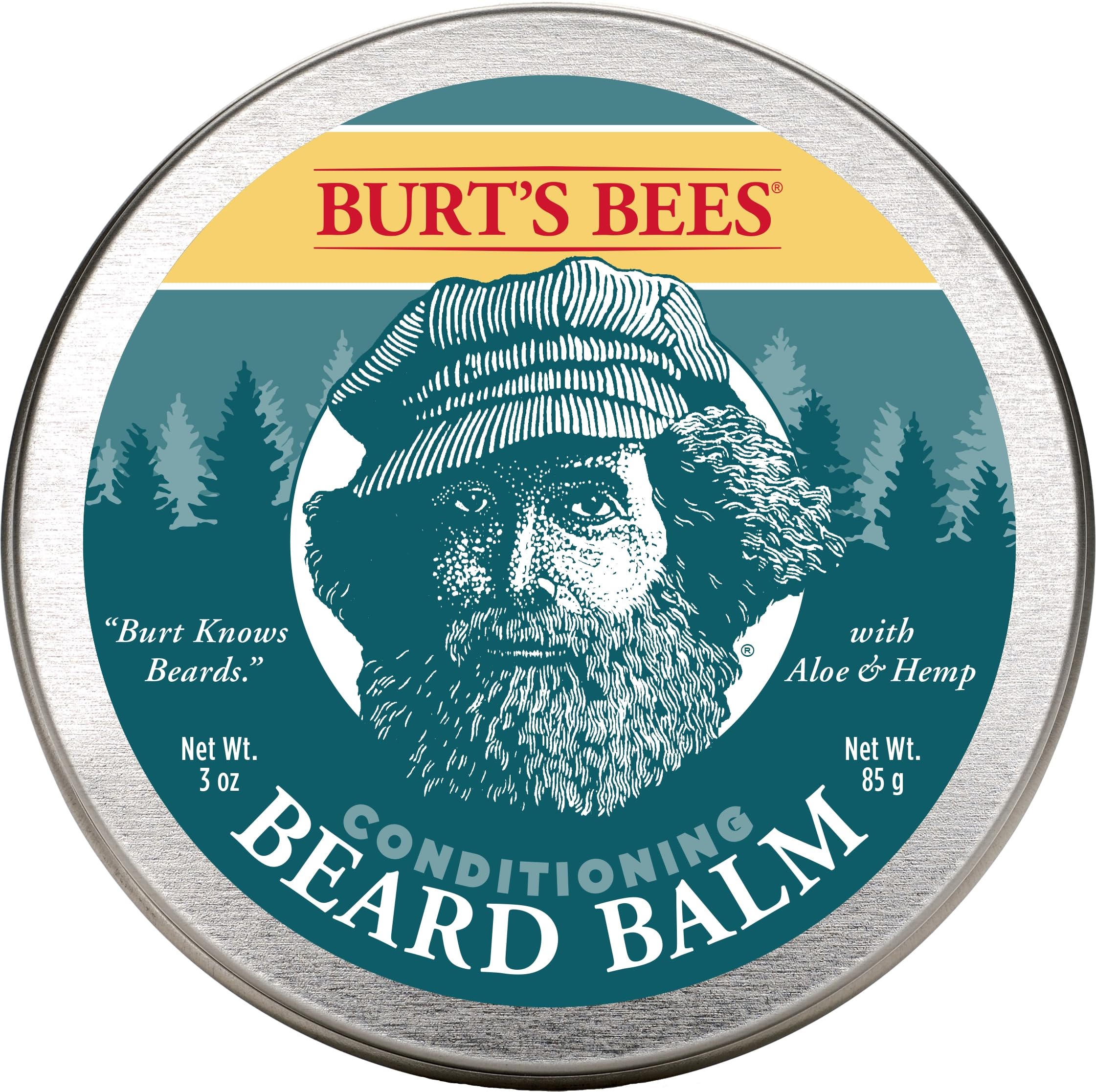 Burt's Bees Conditioning Beard Balm with Aloe & Hemp, For Men, Amber, 3 Oz