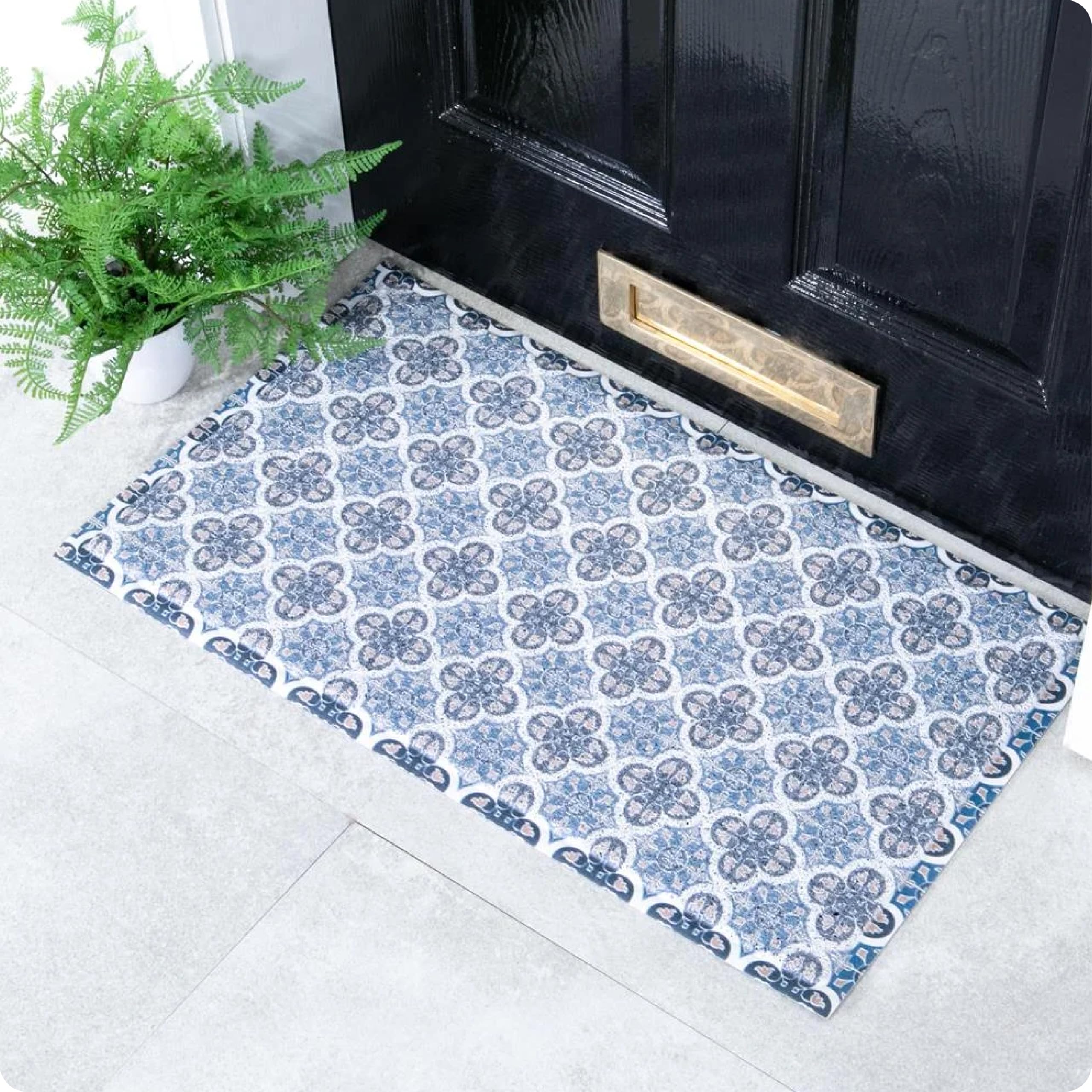 Artsy Mats Blue Mosaic Pattern Indoor & Outdoor Door Mat - Incredibly & Weatherproof Doormats - Non Slip Mat, (70x40 cm) โ image 1