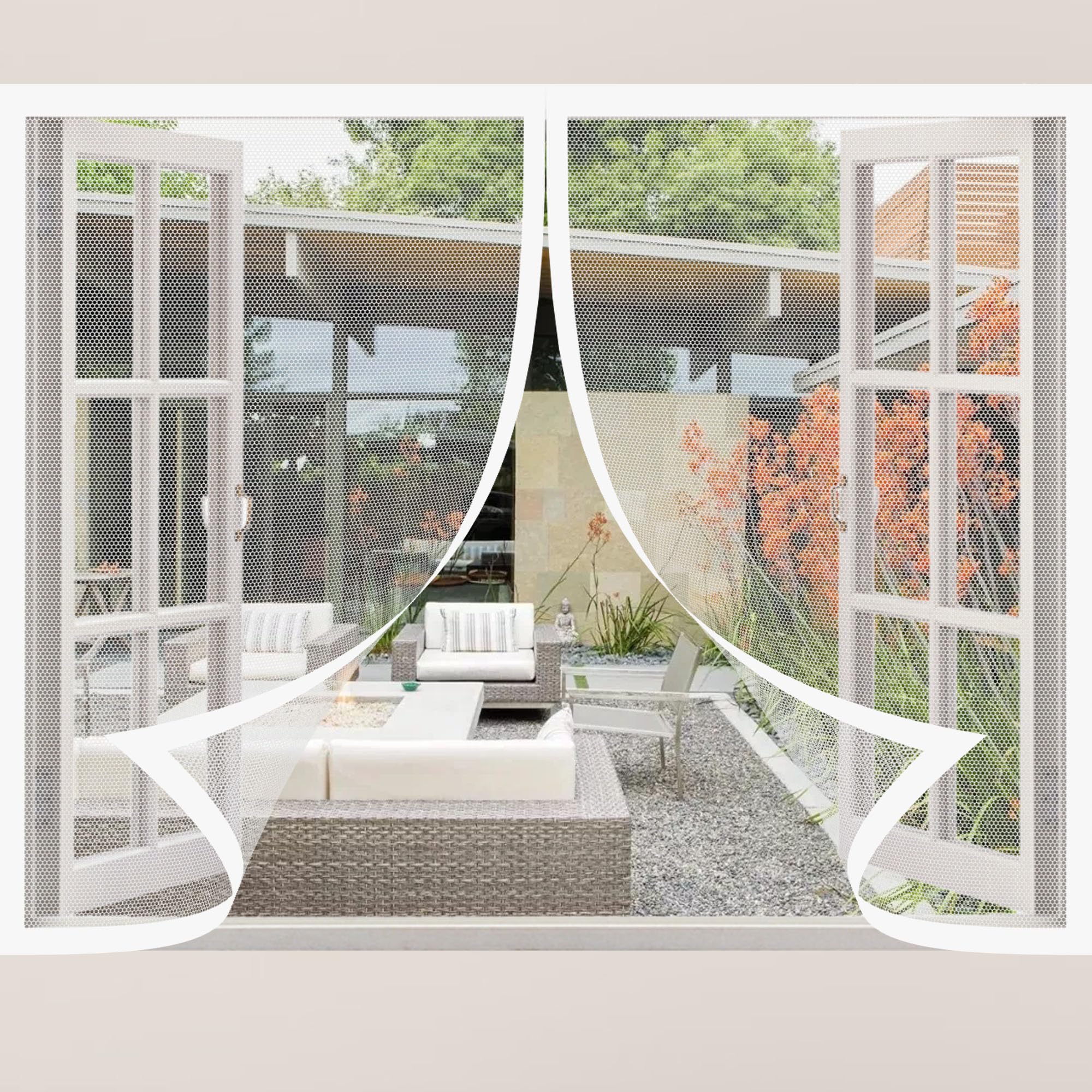 Magnetic Fly Screen Window 165 x 110 cm Selfadhesive Tape Magnetic Window Fly Screen Insect Mesh Custom Size for Living Room Bedroom Offfice, White