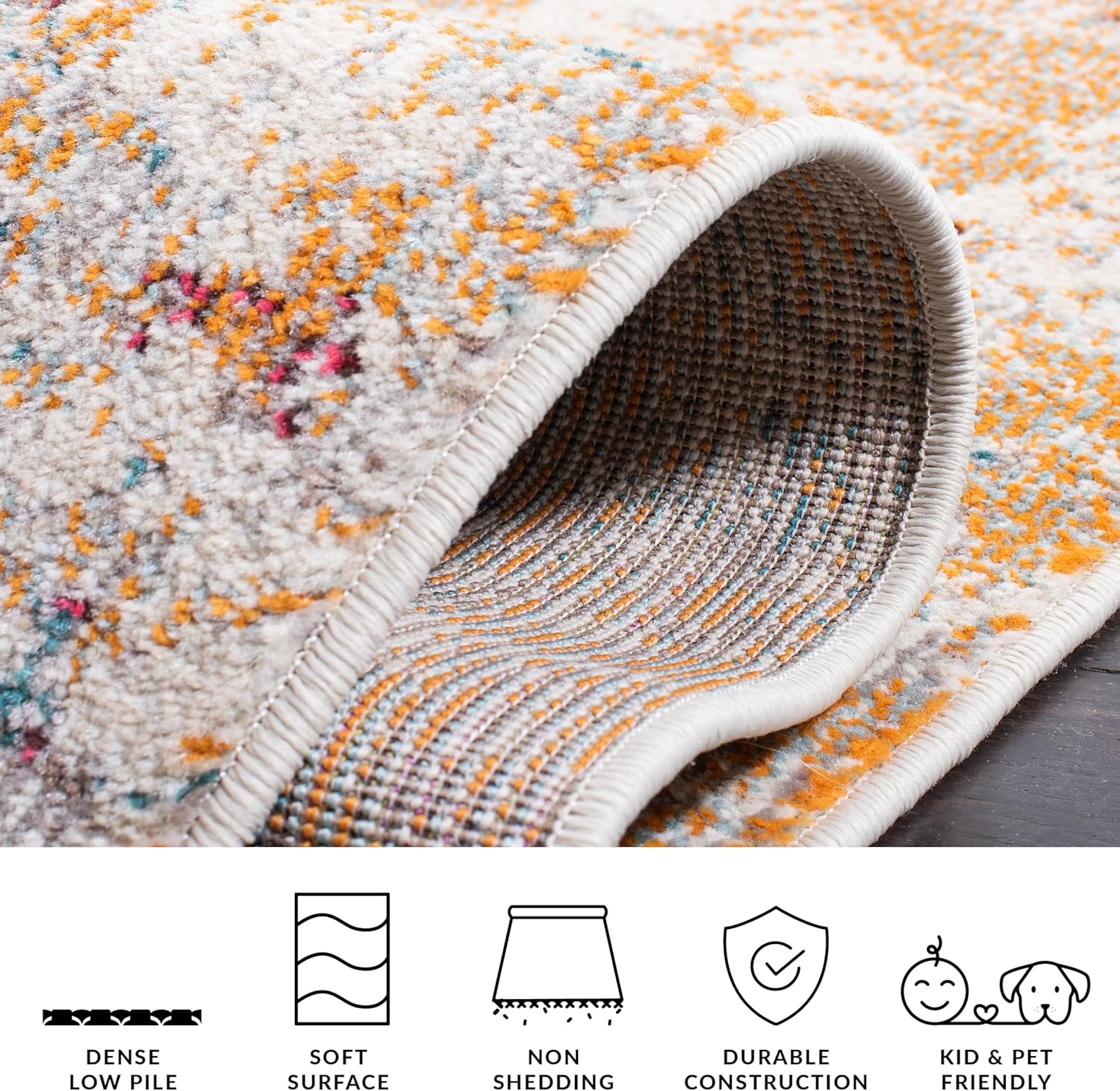 SAFAVIEH Madison Collection Accent Rug - 2'2" x 4', Ivory & Orange, Modern Abstract Design, Non-Shedding & Easy Care, Ideal for High Traffic Areas in Entryway, Living Room, Bedroom (MAD453B)