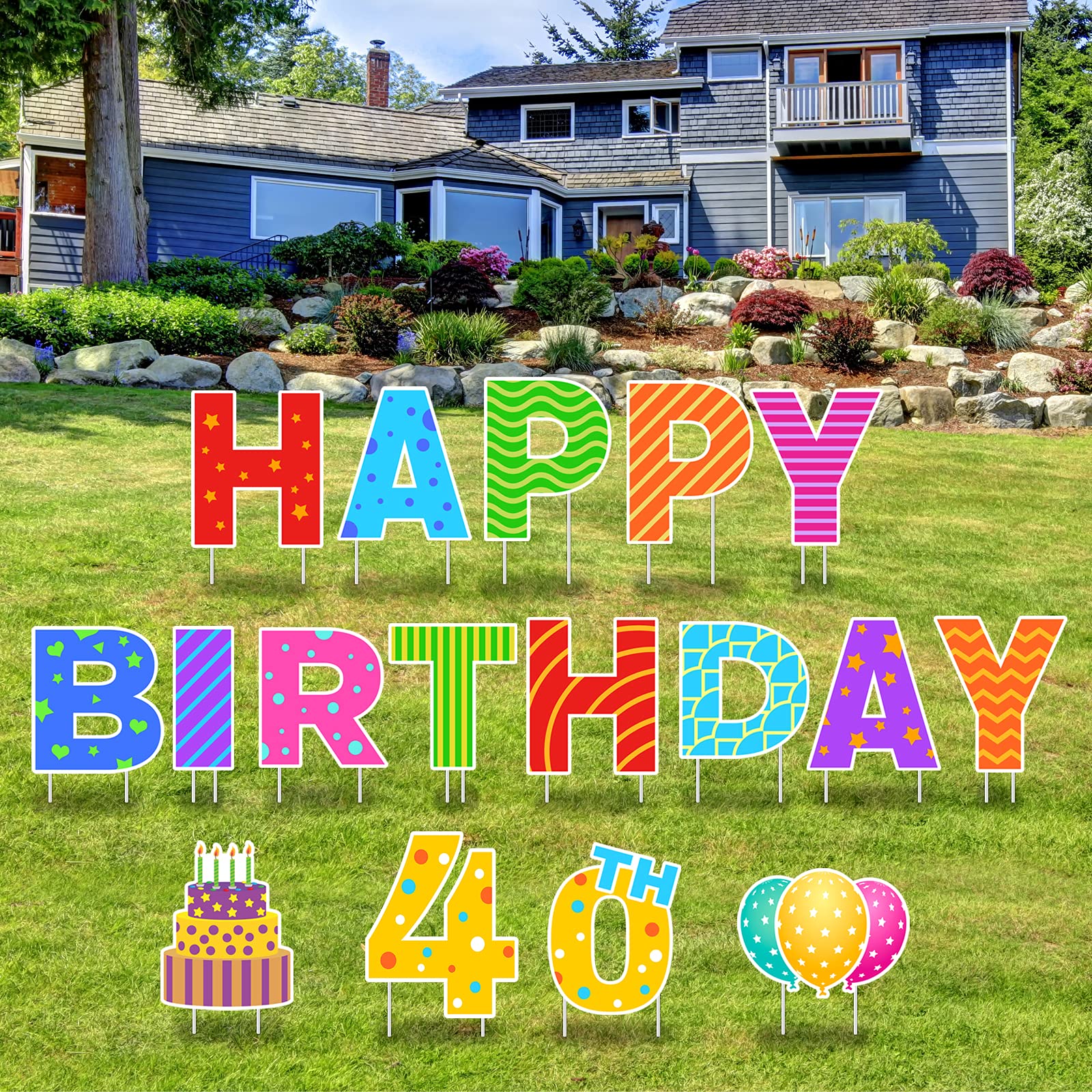 Buy Greatingreat 17 Packs Happy 40th Birthday Yard Sign with Stakes