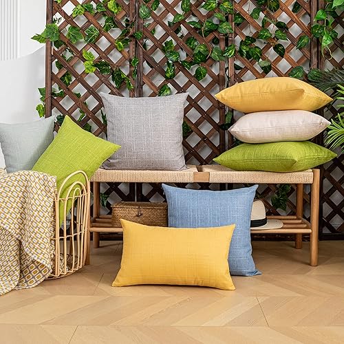 Miniatura 9 de Kevin Textile Paquete de 2 fundas de almohada decorativas impermeables para exteriores, fundas de cojín cuadradas sólidas para patio, jardín,