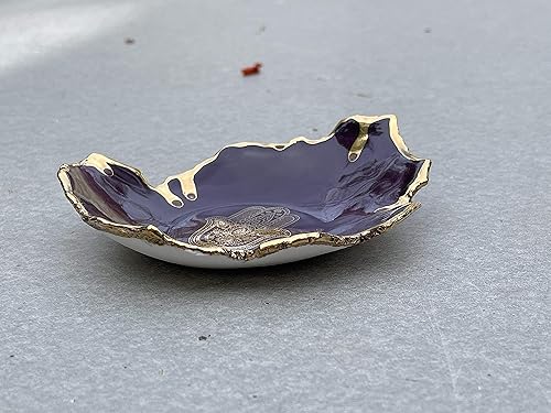 Miniatura 4 de Purple and Gold Hamsa Hand Ring Dish, Handmade Jewelry Holder, Gift for Mom, Daughter, Sister, Bride, Grandmother, Girlfriend, Wife -Stock Photo,