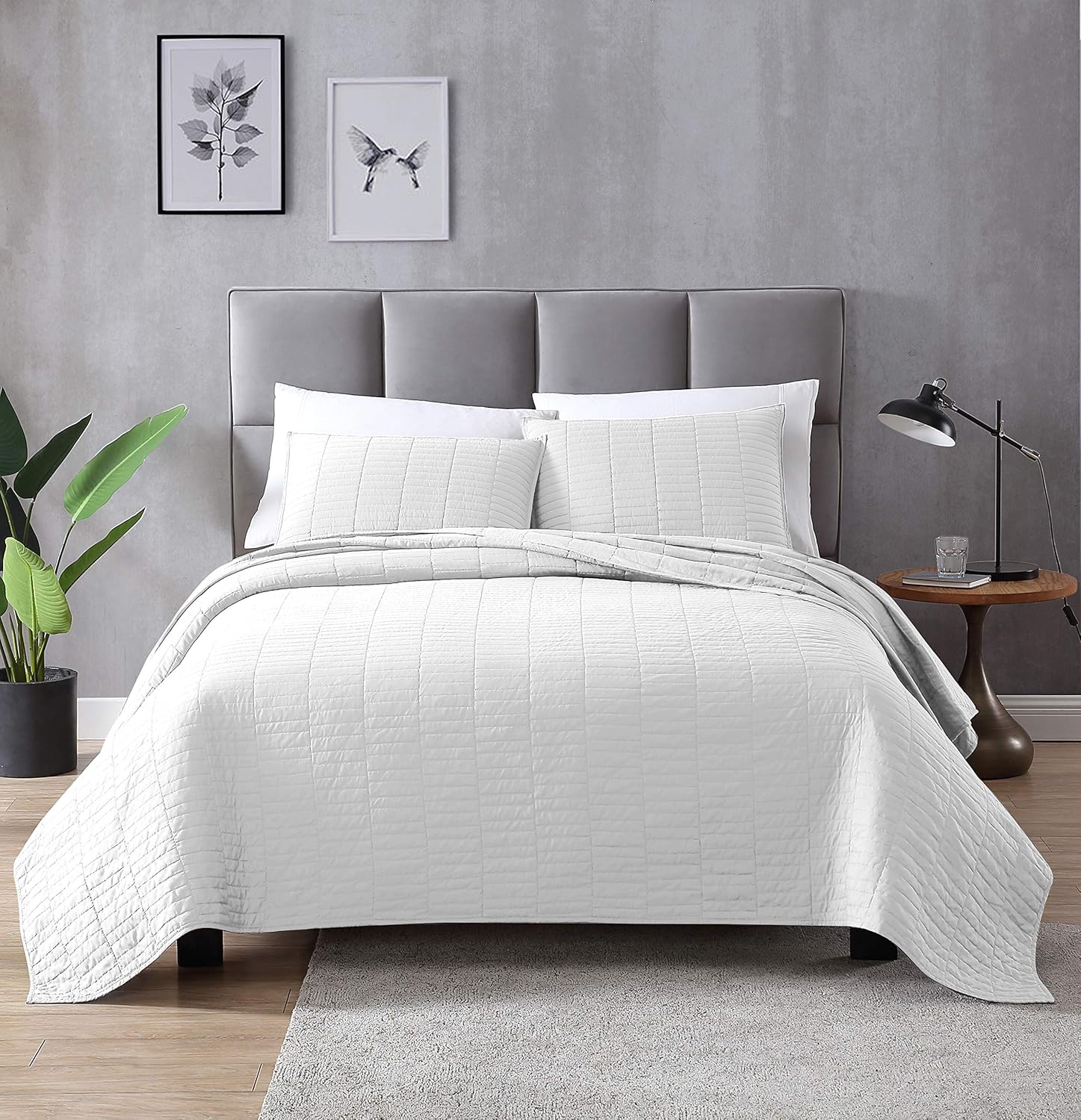 EXQ Home Quilt Set King Size White 3 Piece,Lightweight Soft