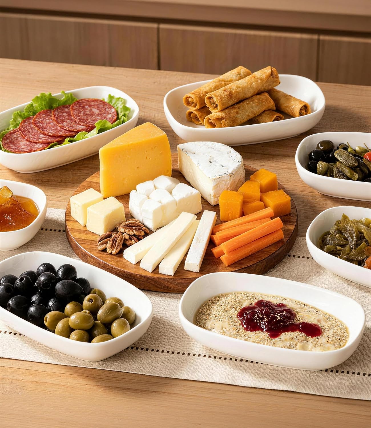 Mini Oval Serving Dishes, Ceramic Side Dish Bowls, Small Appetizer Plates for Vegetables, Sushi, Desserts, Snacks and Dip