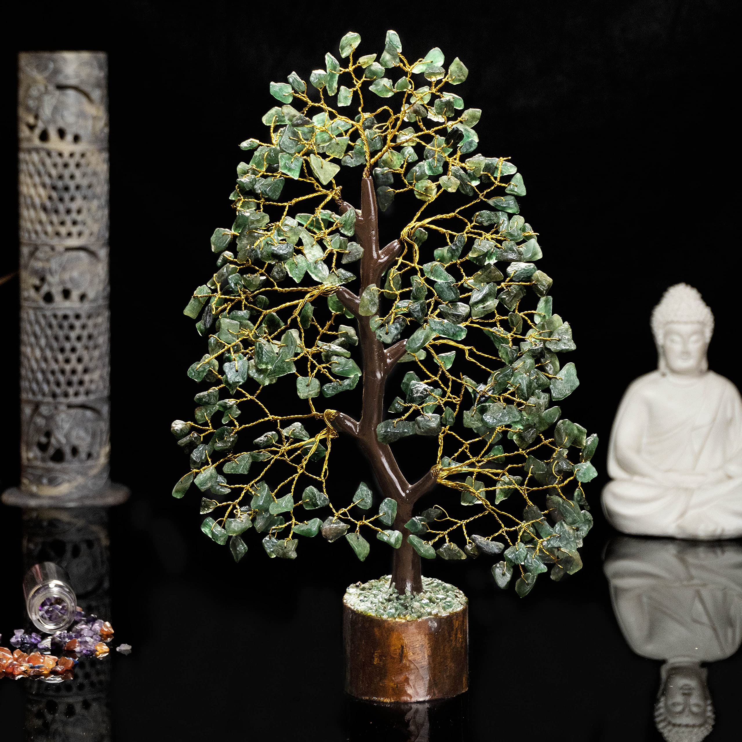 HindCraft Green Aventurine Healing Crystal Tree | Artificial Tree for Prosperity & Abundance | Feng Shui Crystal Tree for Home & Office | Thoughtful Gift for Men & Women – Housewarming, Wedding 3