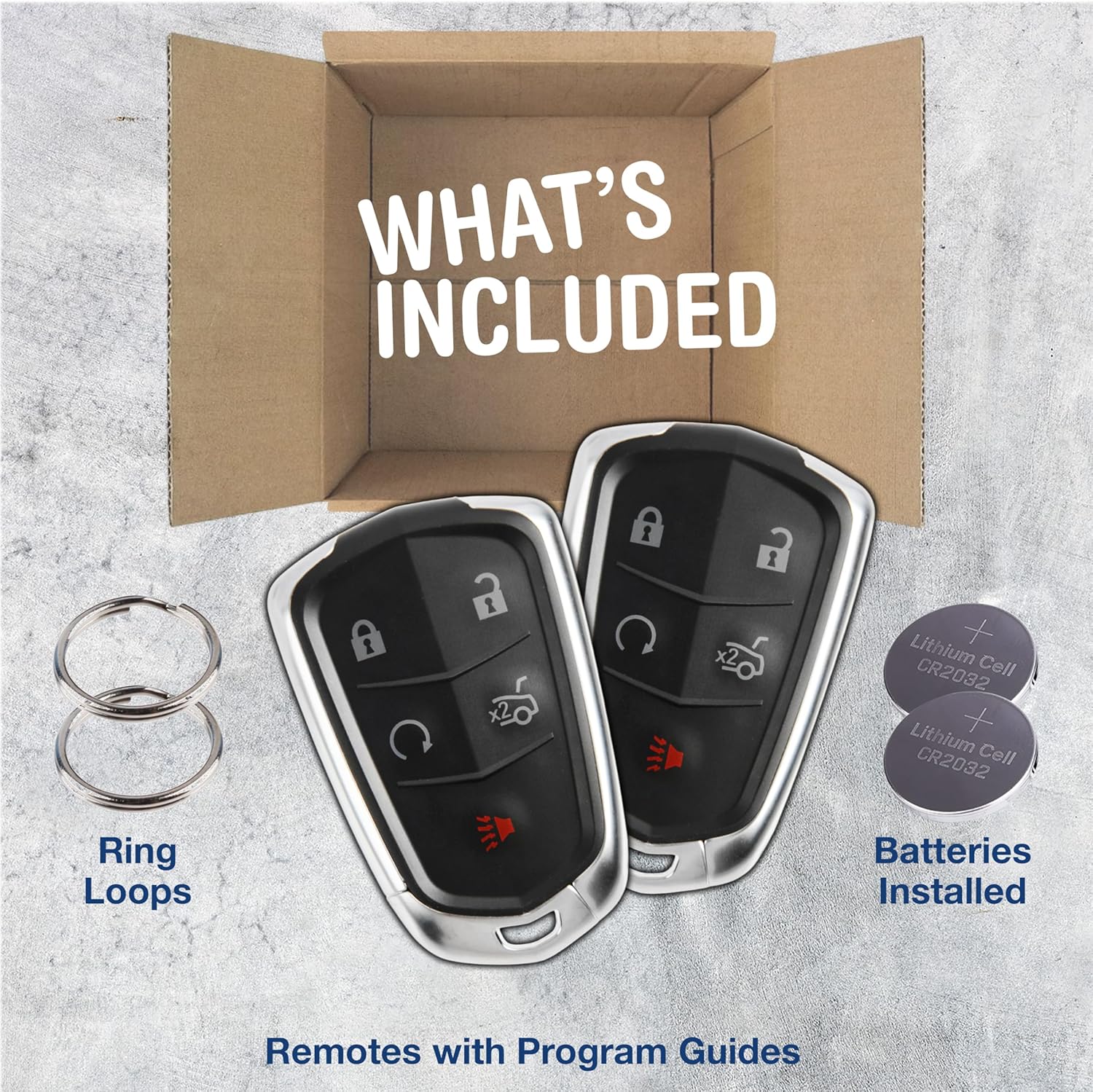 2X KeylessOption Keyless Entry Remote Car Smart Key Fob Control 5-Button Replacement for 2014-2019 Cadillac ATS CTS (HYQ2AB, 13580800, 13598528, 13580811) - Image 2