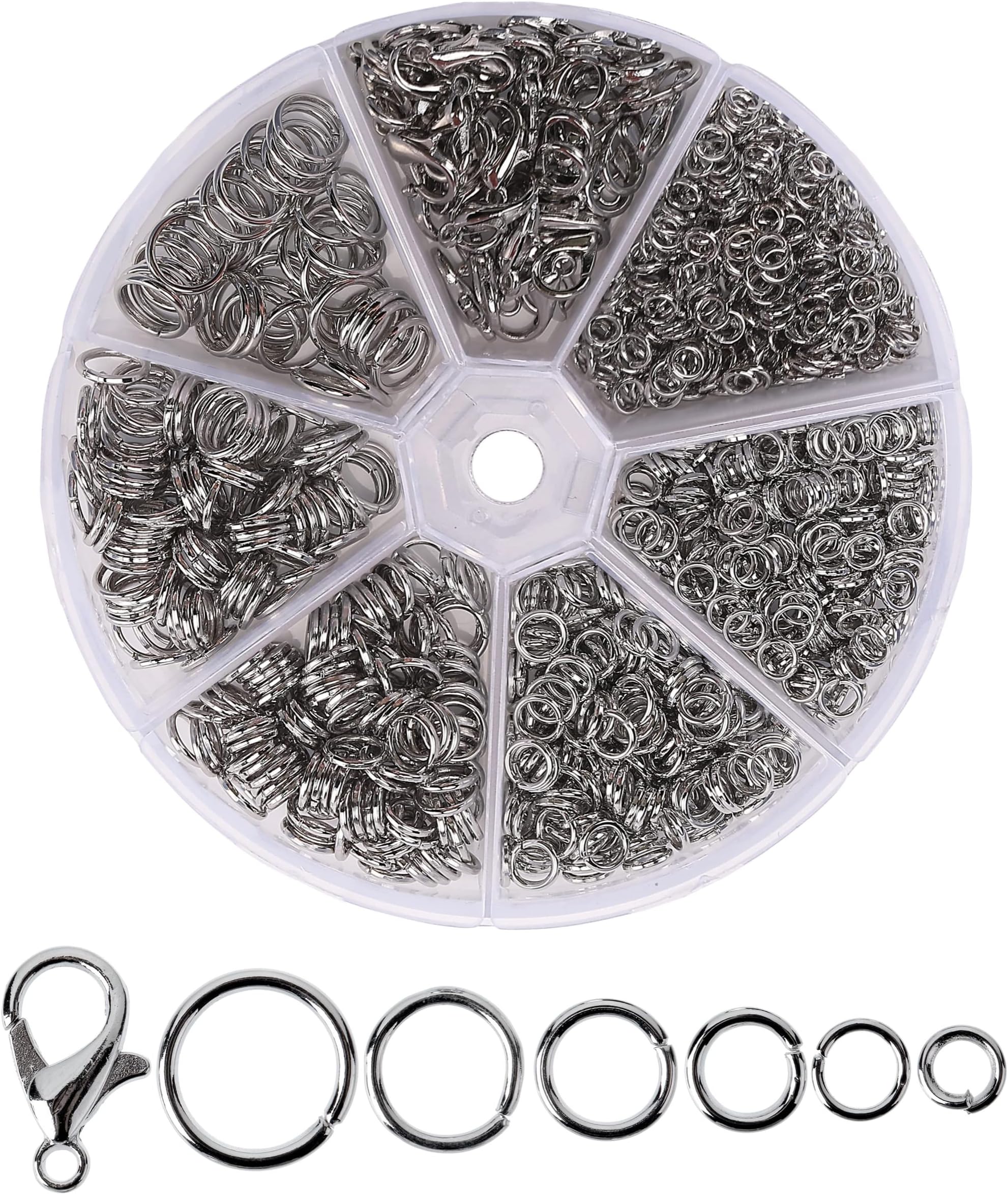 Mr. Pen- Open Jump Rings Set, 1014 pcs, Silver Metal Jump Rings with Lobster Clasps, 6 Assorted Sizes (4–10 mm), Jewelry Making Findings for DIY Crafts, Bracelets, Necklaces & Keychains