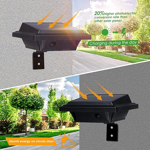 Miniatura 5 de UniqueFire Luces solares de canalón para exteriores, 40 luces LED solares para exteriores, lámparas de seguridad impermeables para aleros, jardín,