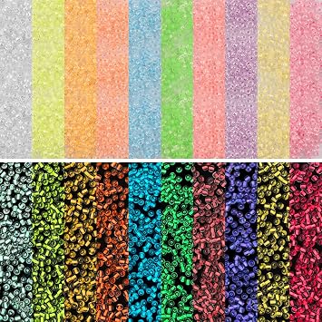 5000pcs 3mm Glass Seed Beads Glow in The Dark Beads Luminous Seed Bead 10 Colors Round Glass Bead for DIY Bracelet Necklaces Craft Jewelry Making Supplies