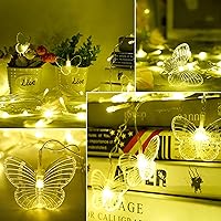 Vista 3 de Cortina de luces de mariposa de 20 pies, 120 luces LED para ventana, luces de hadas USB, 24 mariposas, 8 modos con control remoto para habitación