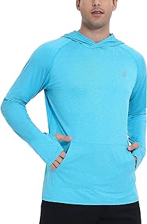 UPF 50+ Mens Long Sleeve Fishing Shirts, Sun Protection Athletic Hoodies...