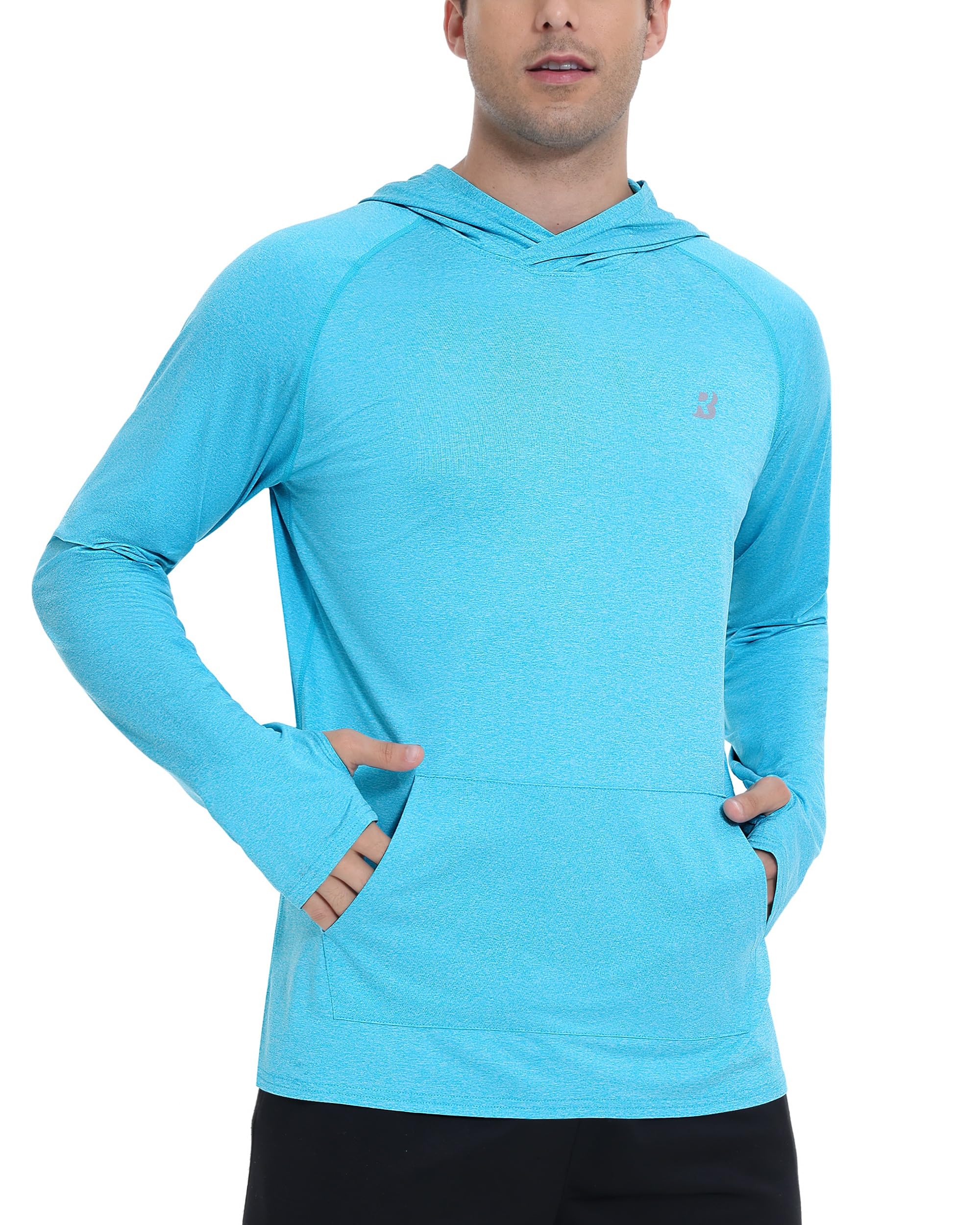 Roadbox Fishing Shirts for Men Long Sleeve, UPF 50+ Sun Protection Hoodies with Pocket, Outdoor Running Hiking Rash Guard