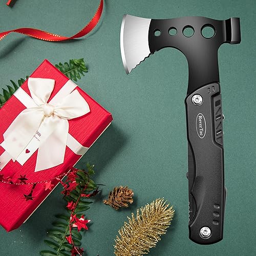 Miniatura 8 de RoverTac Herramienta multiherramienta para camping, hacha de hacha 11 en 1, multiherramienta, equipo de campamento, herramienta de supervivencia con