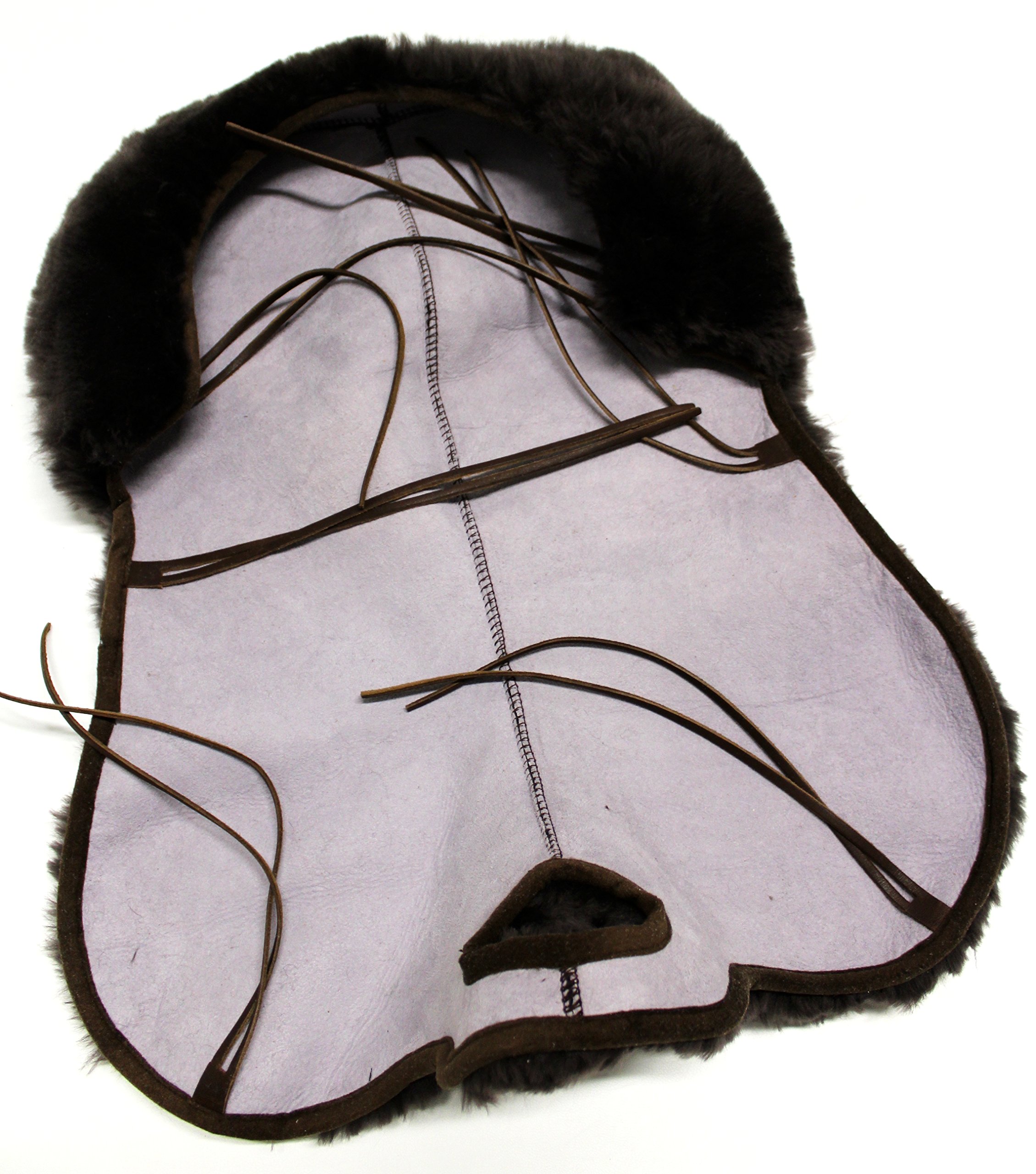 Selle western Housse en cuir peau d'agneau véritable – Forme longue, avec ligaments et corne la découpe – Fourrure Compact, cuir, 2 tailles, sattes Marron jusqu'à Marron foncé vif. Super Siège