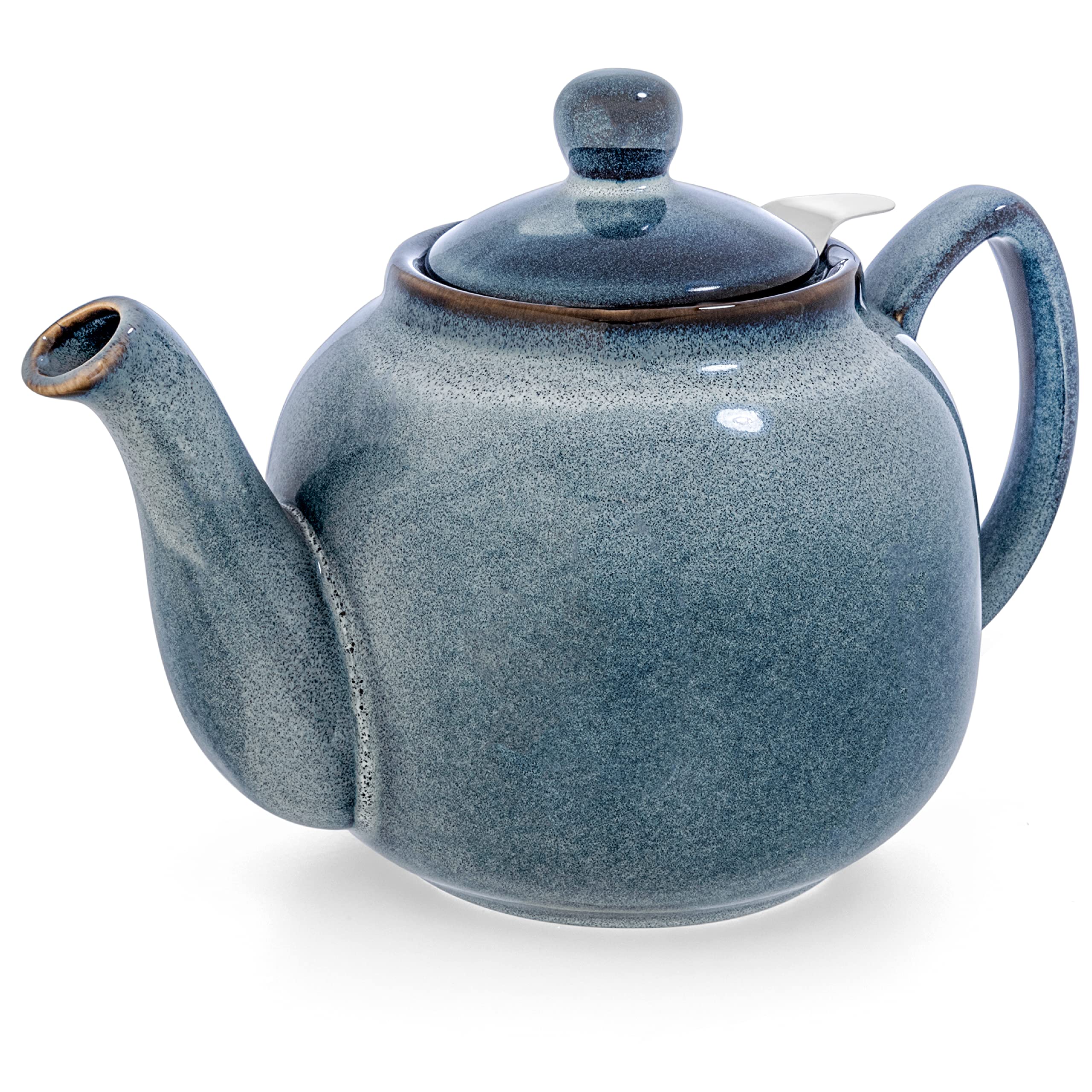 Théière "Bristol" à glaçure dégradée, émaillée à la main (gris-bleu avec filtre) THÉIÈRE THÉIÈRE STYLE CLASSIQUE ANGLAIS 1 litre en céramique fine avec une glaçure adaptée à l'usage alimentaire