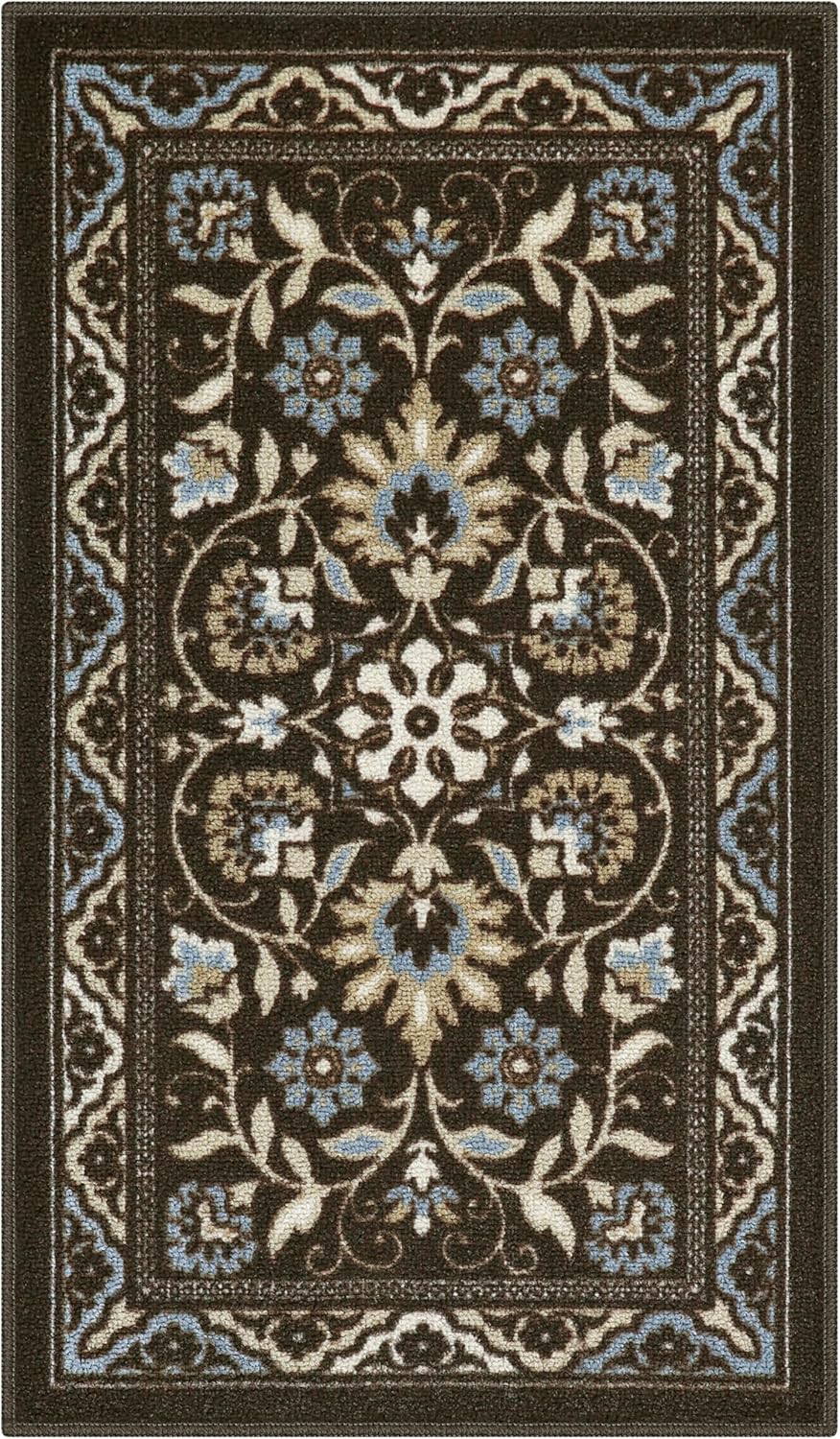 Maples Rugs Florence Kitchen Rugs Non Skid Washable Accent Area Carpet [Made in USA], 1'8 x 2'10, Coffee Brown