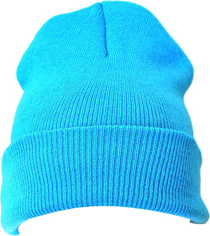 Beanie Hat Plain Baby Blue Soft Comfortable Casual for Men Women Warm Knitted Winter Woolly