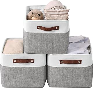 DECOMOMO Storage Baskets for Shelves - Fabric Storage Bins, Linen Closet...