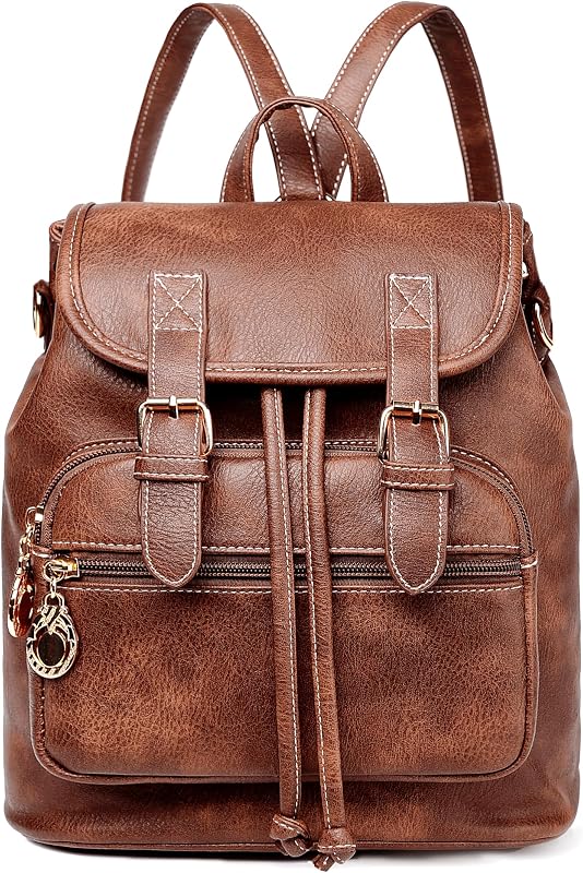Dora & Liz Mini Leather Backpack Purse for Women, Small Travel Shoulder Bag | Retro cute design, lightweight portable daily backpack for ladies multi-scene use