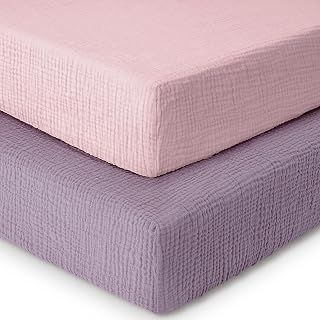 Dreamology Muslin Crib Sheet for Baby Girl Boy 2 Pack,Standard Crib Sheet