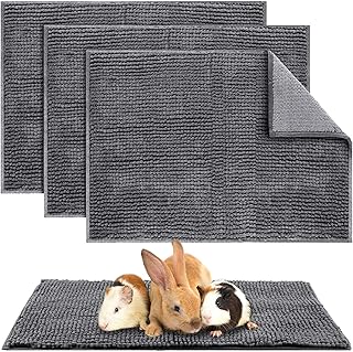 4 Pcs Guinea Pig Cage Liner Guinea Pig Bedding Washable Fleece Pee Pads Reusable Guinea Pig Training Mat Small Animal Sleeping Bed for Guinea Pigs Rabbit Bunny Hamster(16 x 24 Inch, Dark Gray)